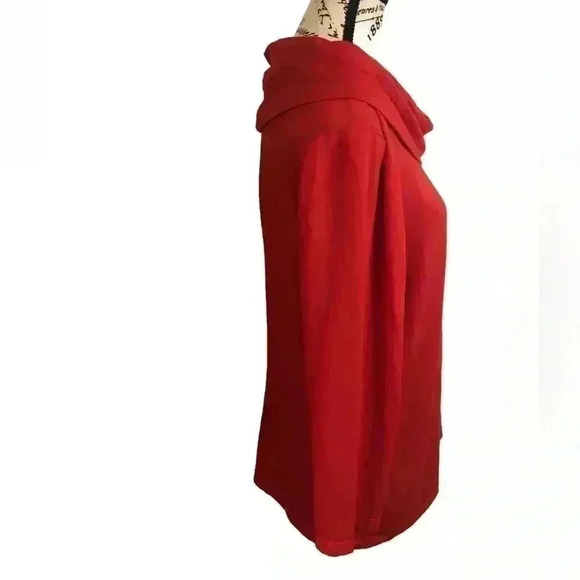 Peter Nygard Designer Red XL Cowl Neck Pullover blouse stretch 3/4 sleeves - Picture 3 of 6